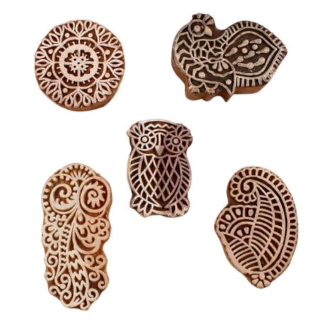 Set of 5 Piece New Mix Wooden Printing Blocks